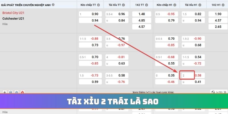 Tài xỉu 2 trái là sao